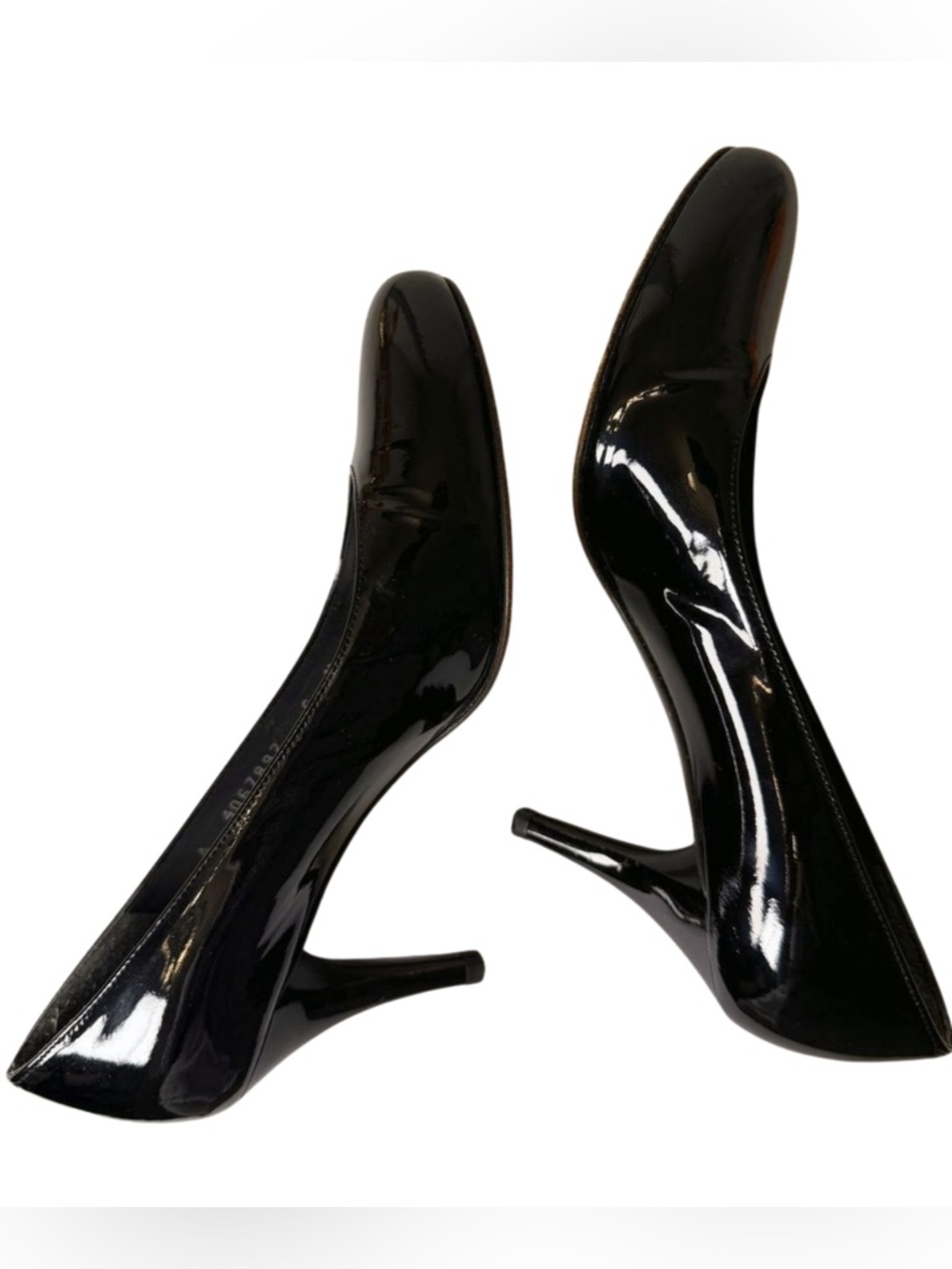 Stuart Weitzman Black Patent Leather Round Toe Pumps